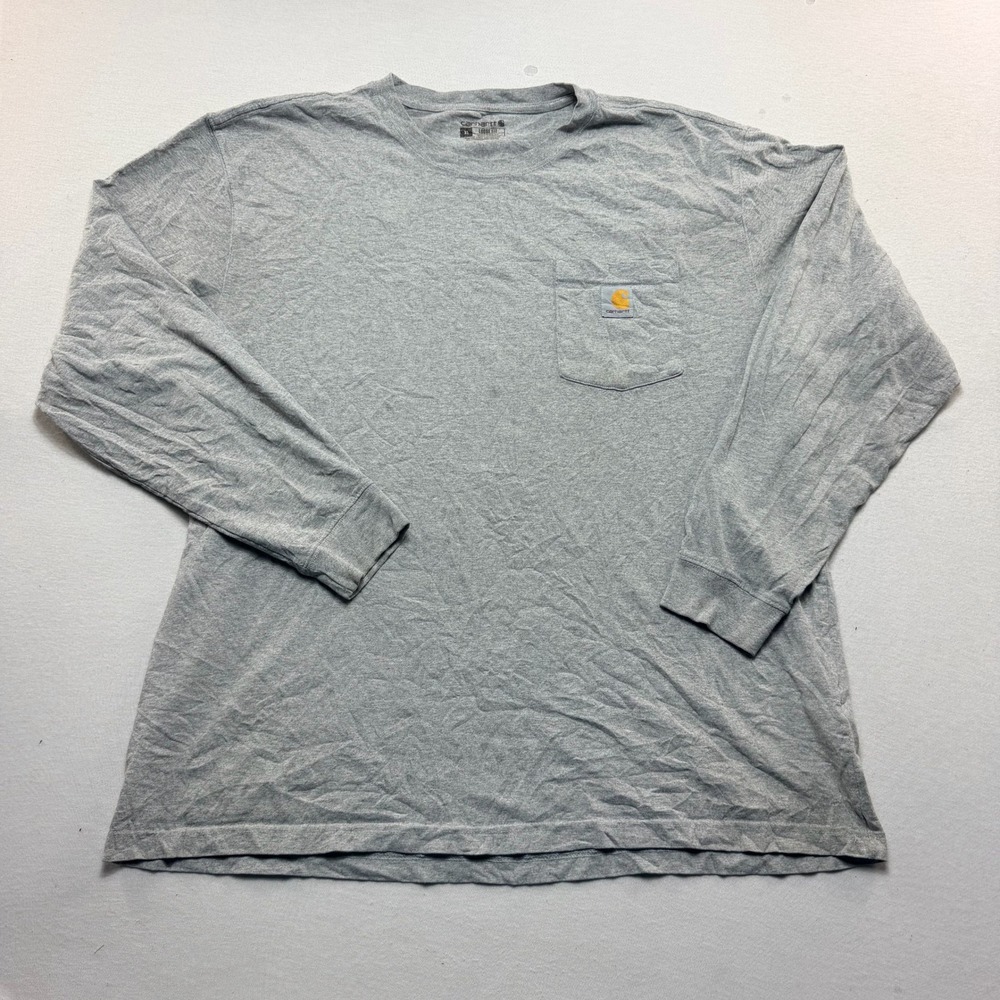 Carhartt Pocket Tee Mens Extra Large Gray Good Loose Fit Long Sleeve T-Shirt